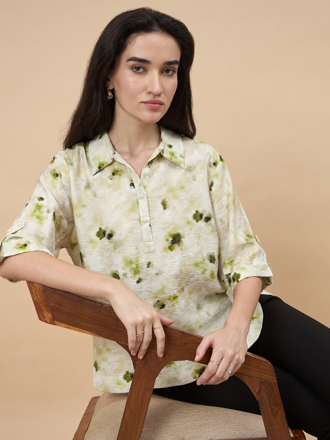 Lime Green Printed Rayon Tunic