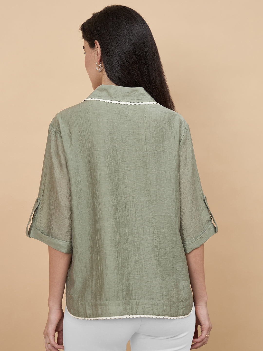 Sage Embroidery Viscose Nylon Tunic