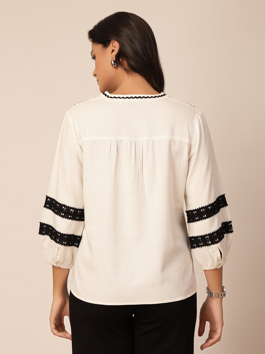 Gipsy Black & White Embroidery Linen Tunic