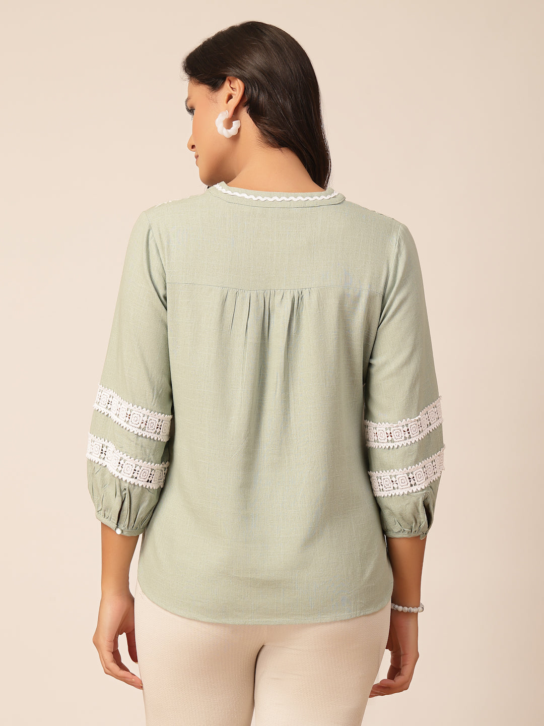 Gipsy Green Embroidery Linen Tunic