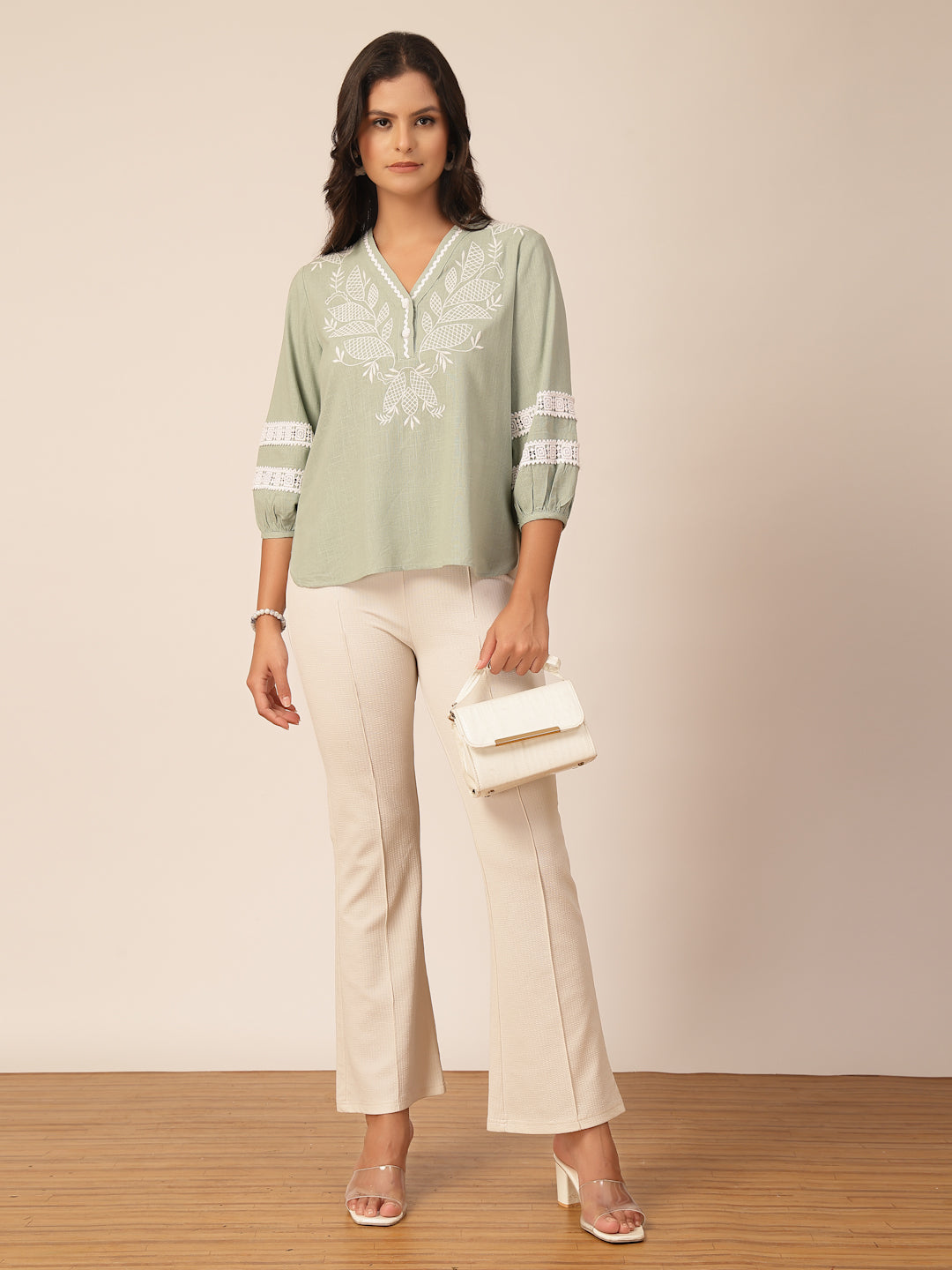 Gipsy Green Embroidery Linen Tunic