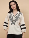 Gipsy Beige Embriodery Linen Viscose Tunic