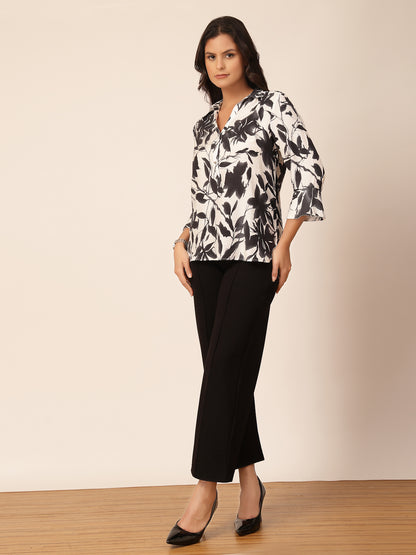 Gipsy Black & White Printed Rayon Tunic