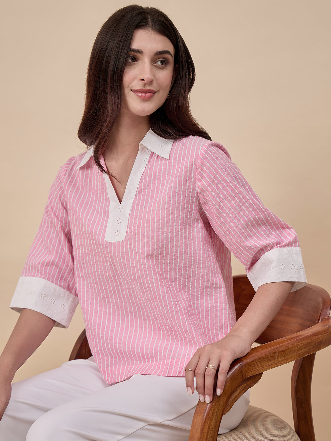 Pink Stripe Cotton Shirt