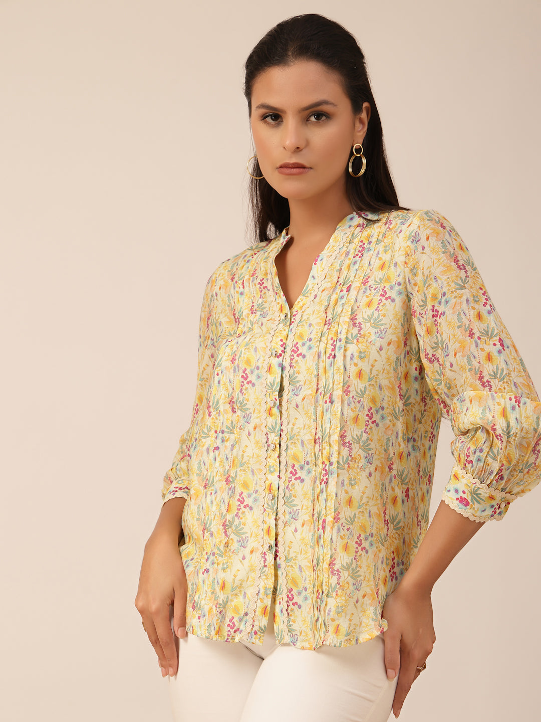 Gipsy Yellow Floral Rayon Tunic