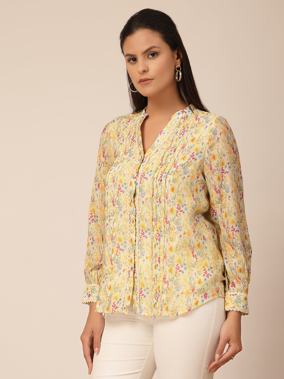 Gipsy Yellow Floral Rayon Tunic