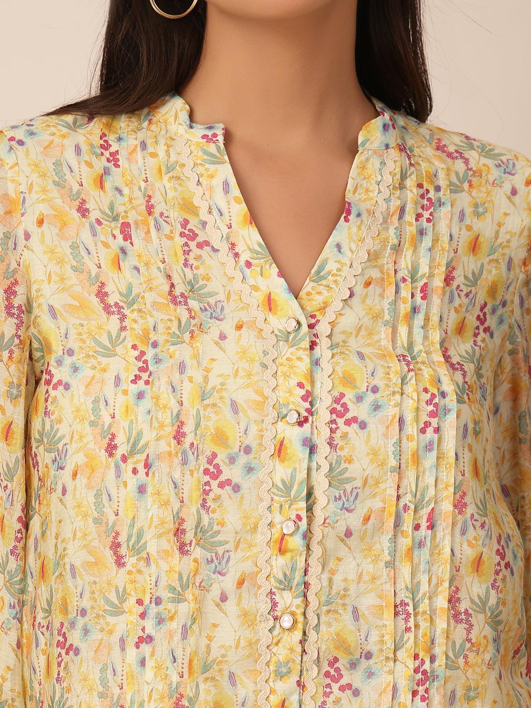 Gipsy Yellow Floral Rayon Tunic