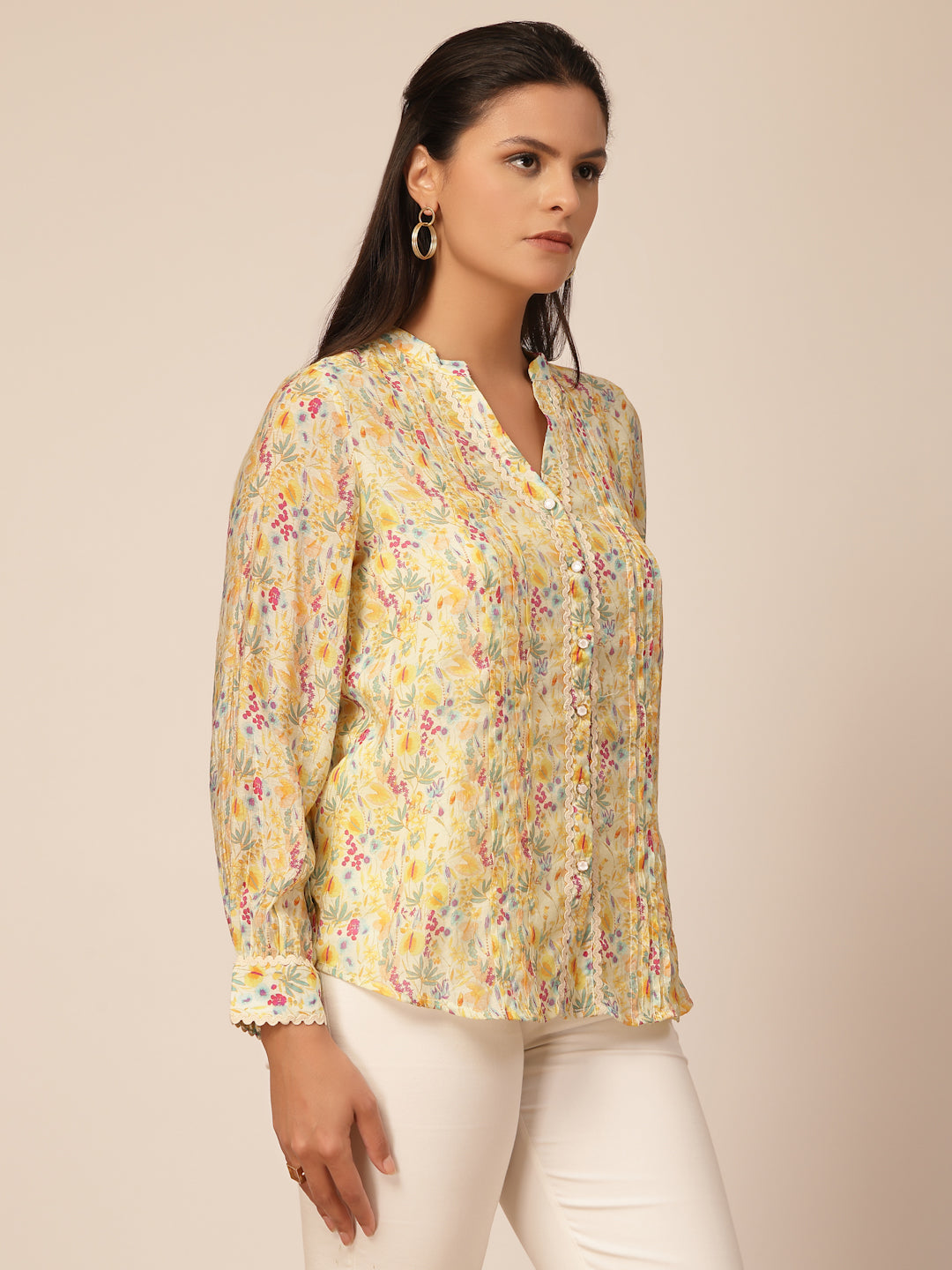 Gipsy Yellow Floral Rayon Tunic
