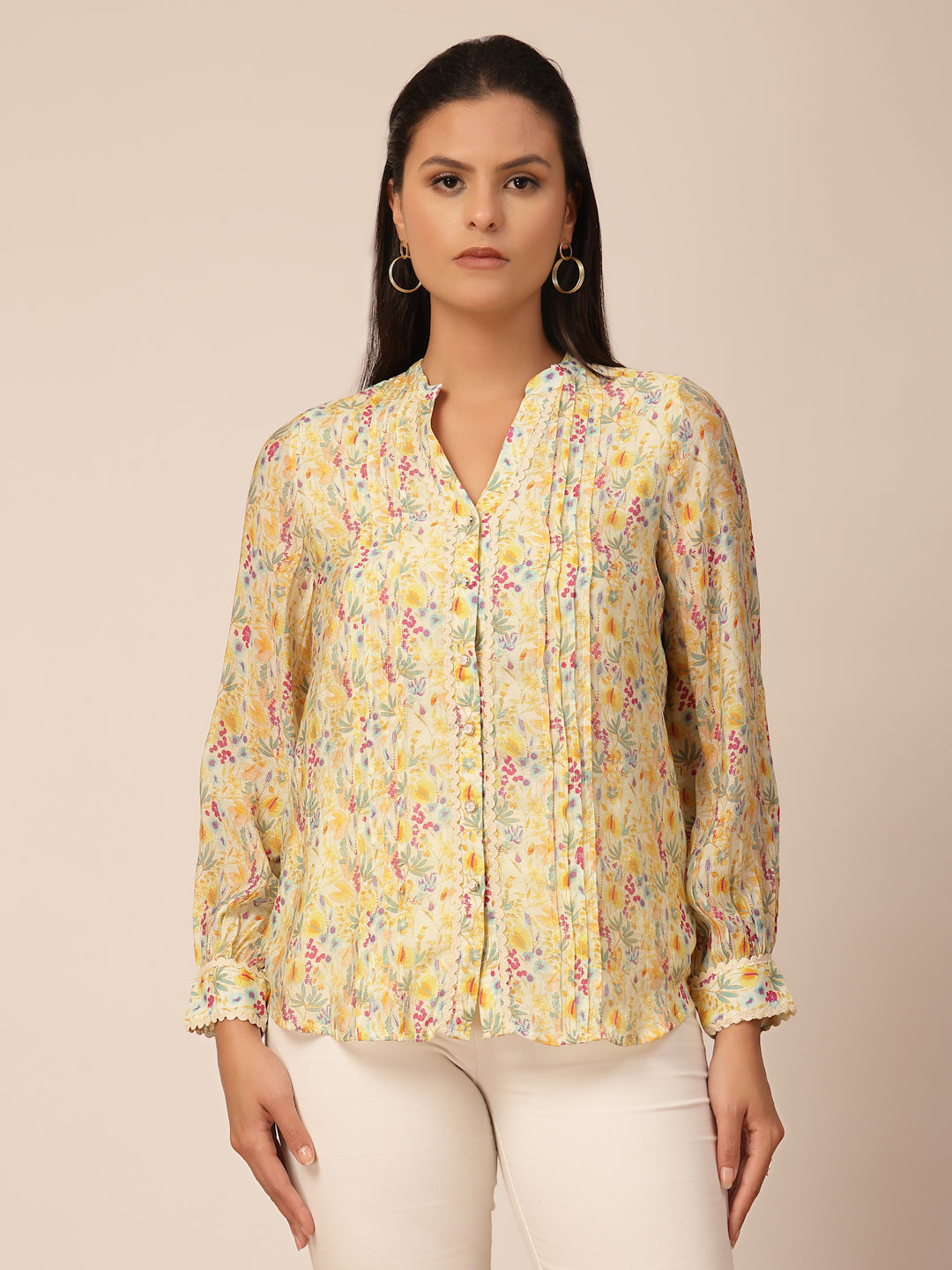 Gipsy Yellow Floral Rayon Tunic