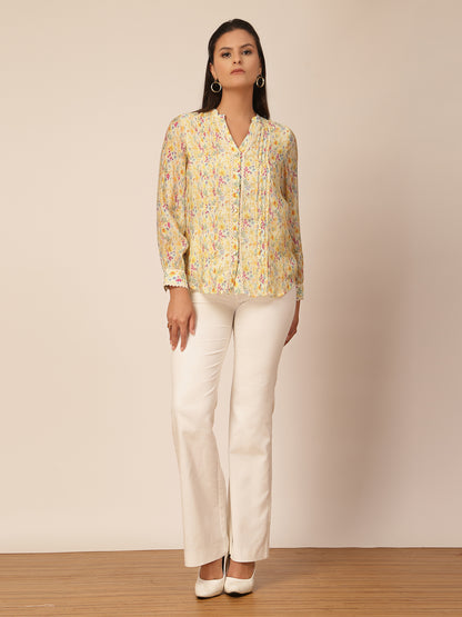 Gipsy Yellow Floral Rayon Tunic