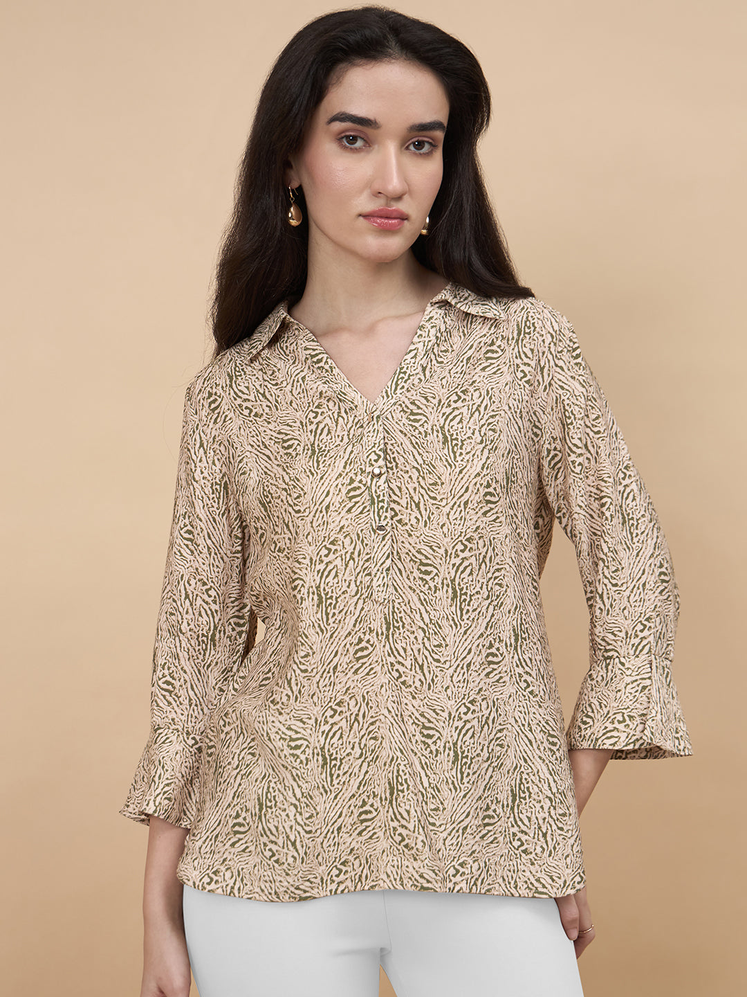 Gipsy Green Printed Viscose Nylon Tunic