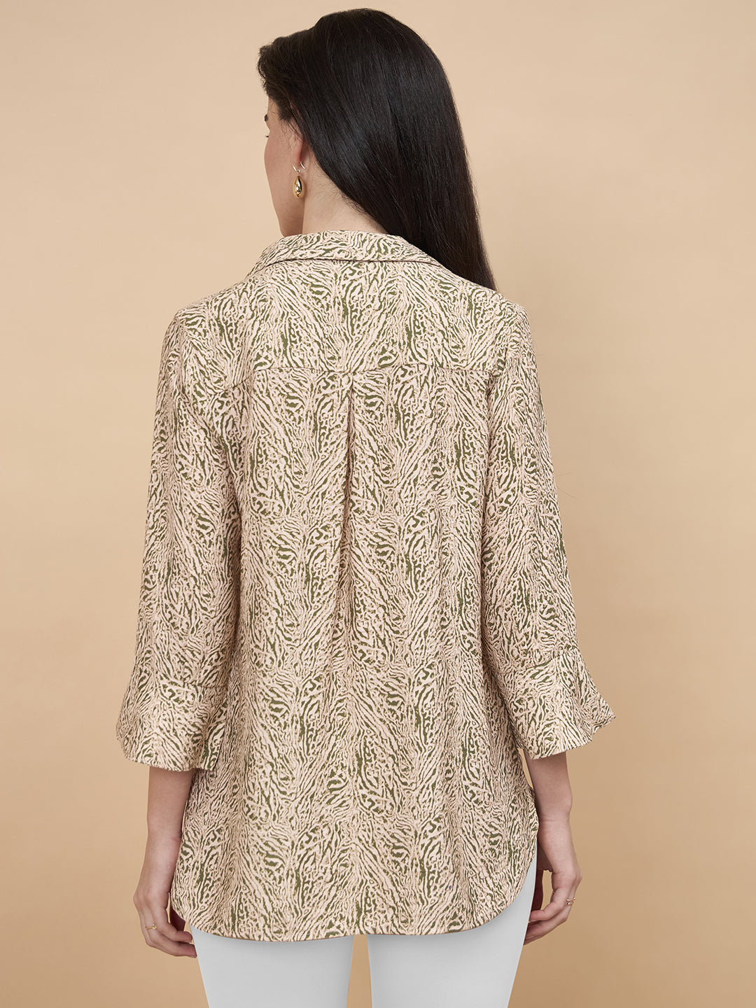 Green Printed Viscose Nylon Tunic