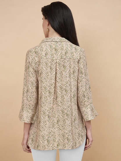 Green Printed Viscose Nylon Tunic