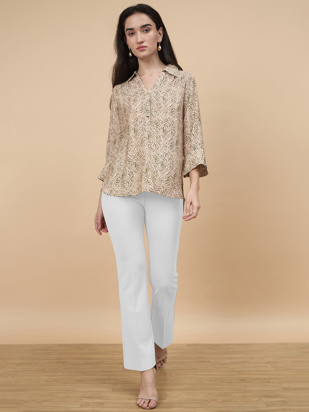 Green Printed Viscose Nylon Tunic