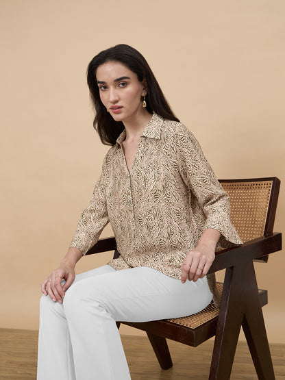 Green Printed Viscose Nylon Tunic