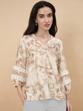 Gipsy Beige Printed Rayon Tunic