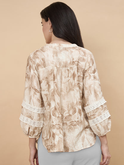 Beige Printed Rayon Tunic