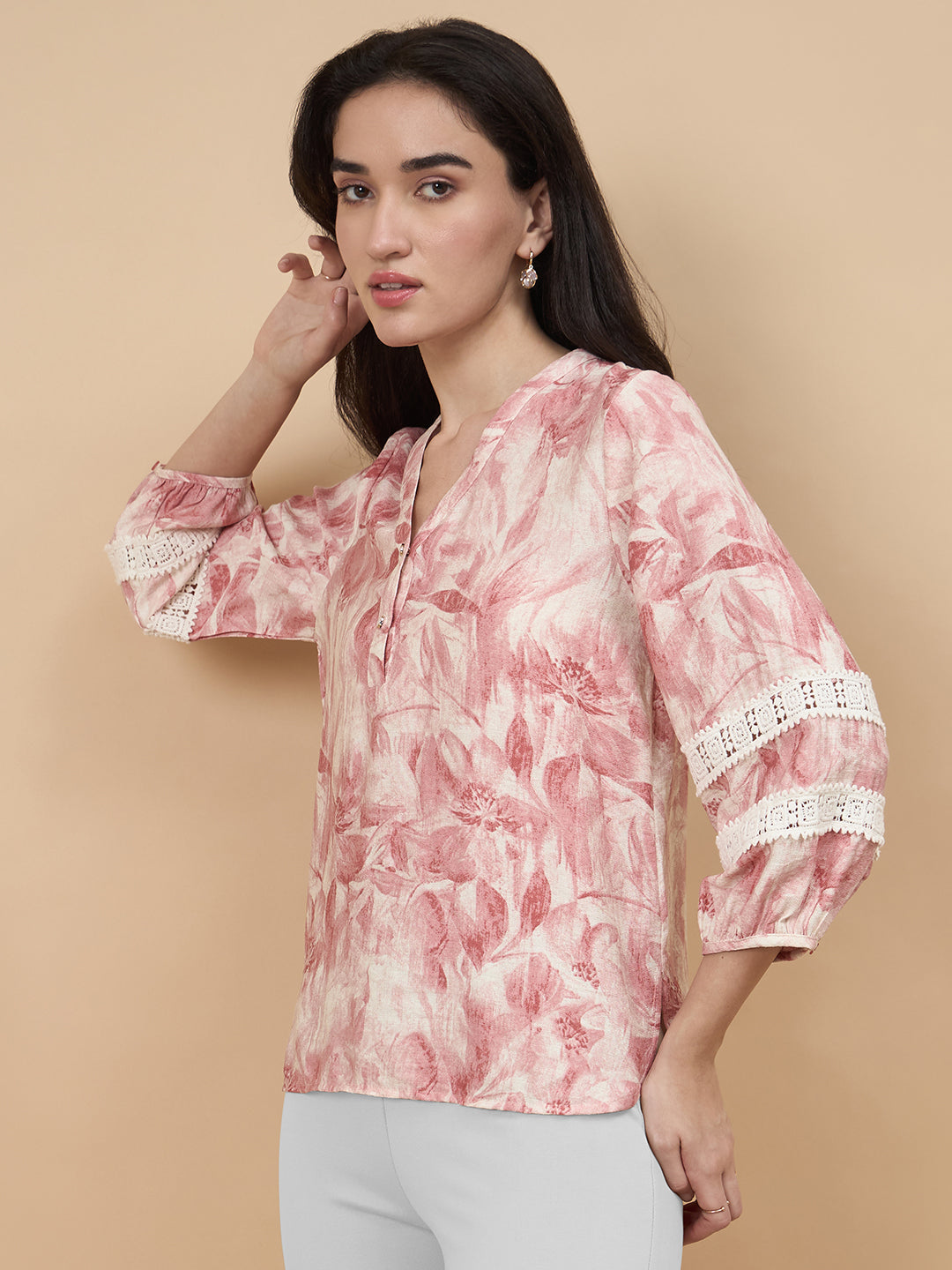 Pink Printed Rayon Tunic
