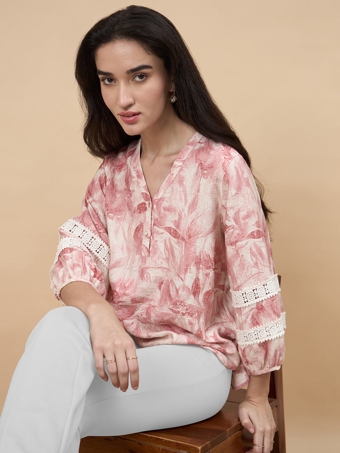 Pink Printed Rayon Tunic