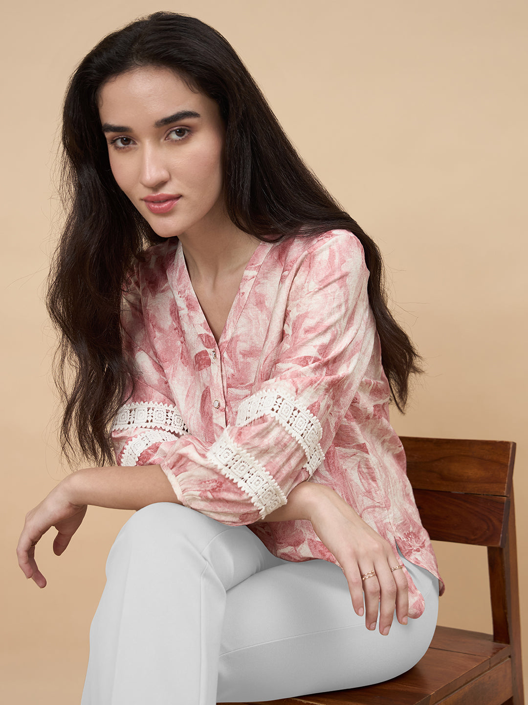 Pink Printed Rayon Tunic