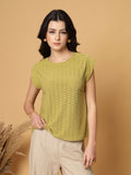 Gipsy Olive Short Sleeves Round Neck Knitted T-Shirt