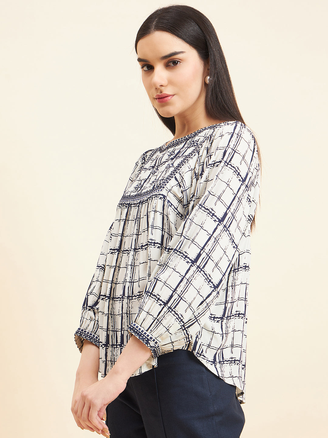 Gipsy Women Print Embroidery Cotton Indigo Tunic