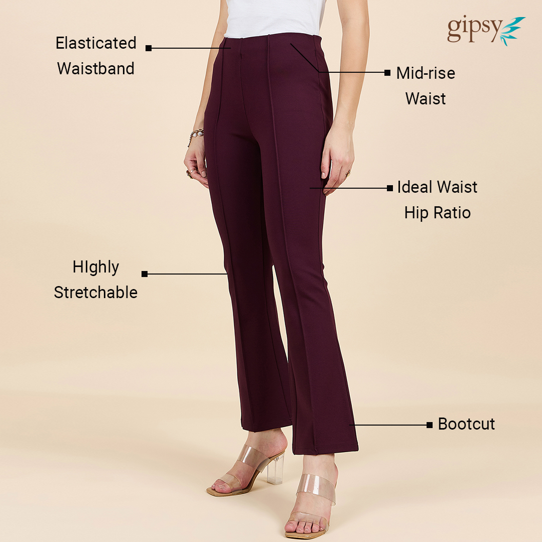 Gipsy Woman Bottom Wear Pant Regular Fit  Nr Knit Maroon