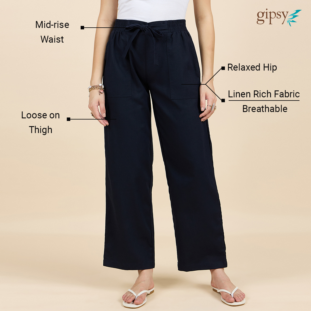 Gipsy Woman Bottom Wear Pant Regular Fit  Cotton/Poly Blue