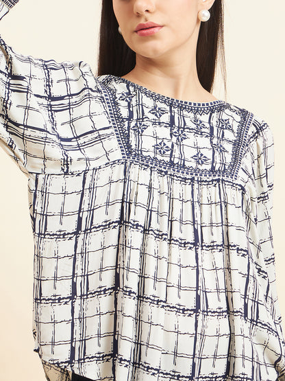 Gipsy Women Print Embroidery Cotton Indigo Tunic