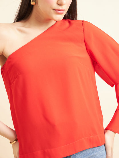 Gipsy Women Solid Polyester Red Top