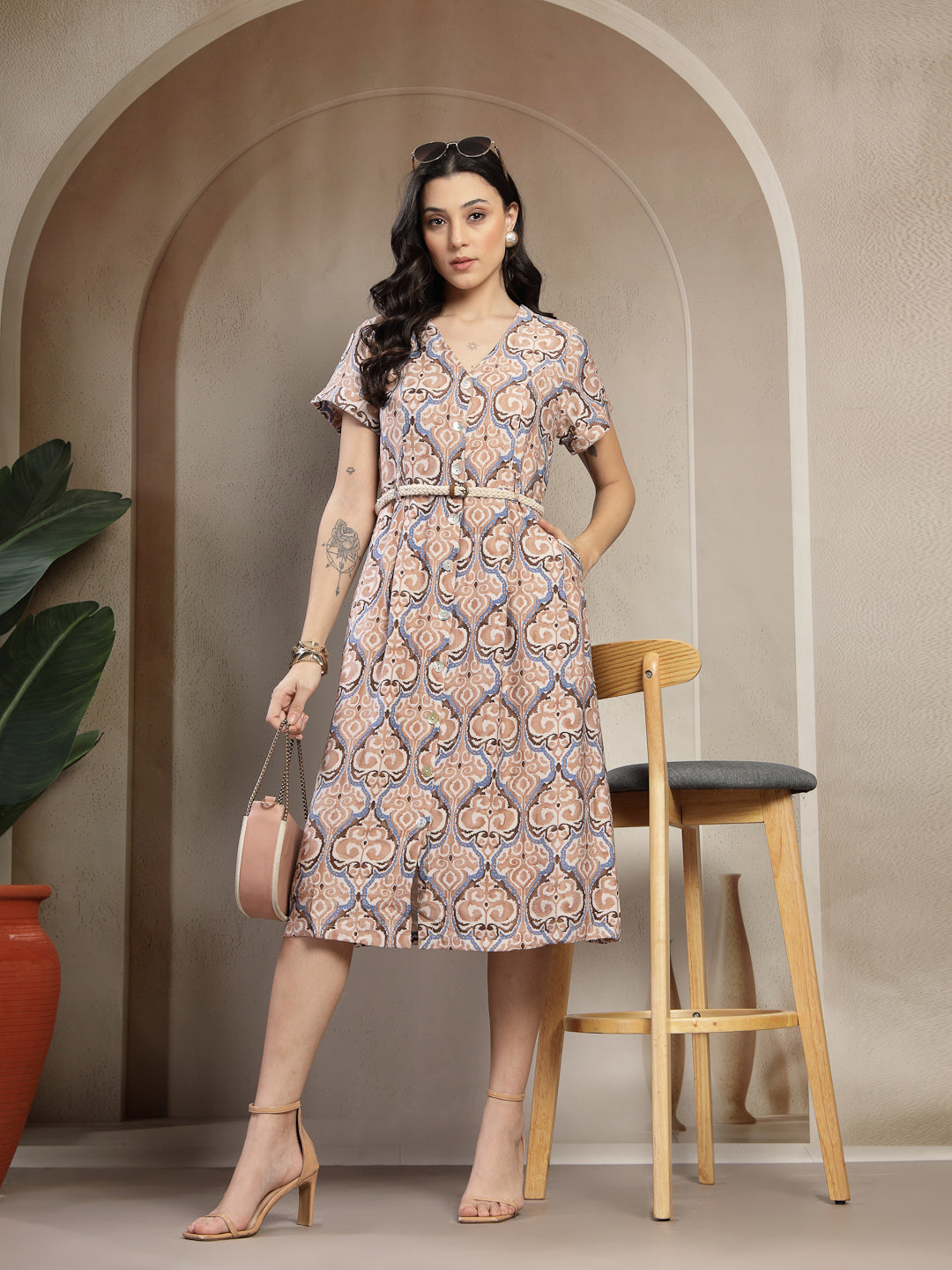 Gipsy Mocca Rayon Printed A-Line Fit Dress