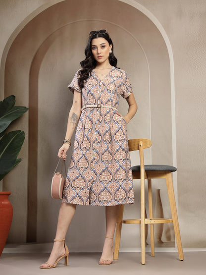 Gipsy Mocca Rayon Printed A-Line Fit Dress