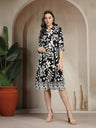 Gipsy Black Rayon Printed A-Line Fit Dress