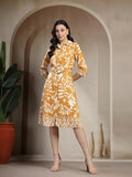 Gipsy Yellow Rayon Printed A-Line Fit Dress