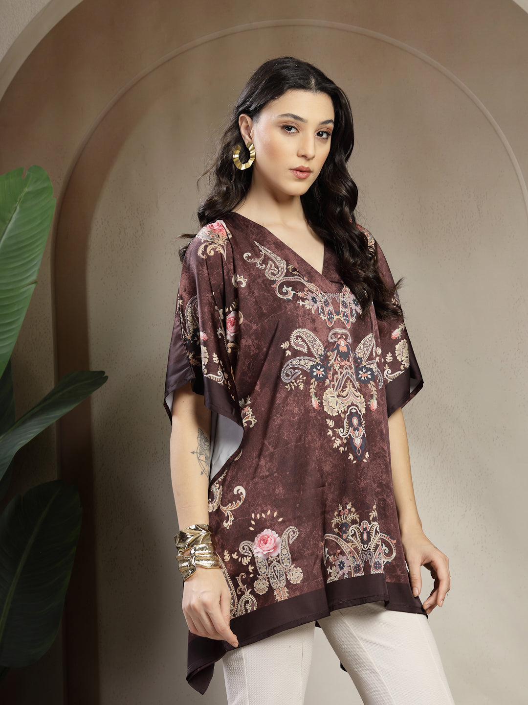 Gipsy Brown Placement Print Kaftan