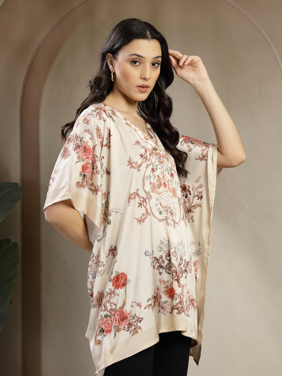 Gipsy Creme Placement Print Kaftan