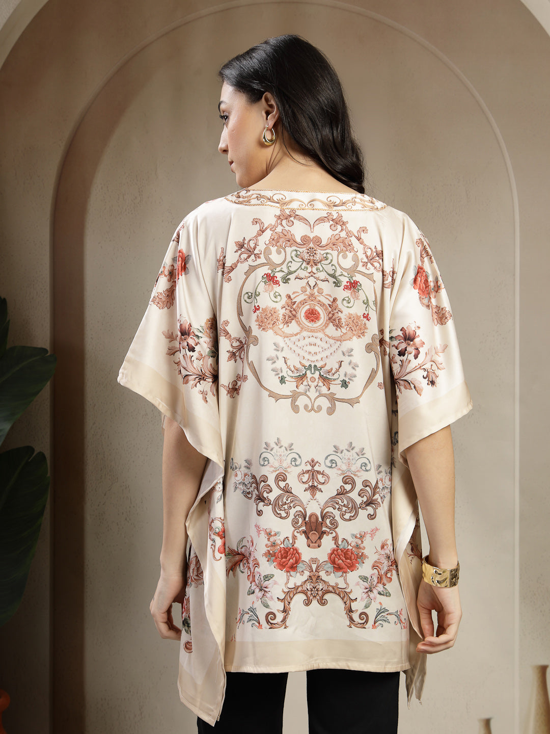 Gipsy Creme Placement Print Kaftan