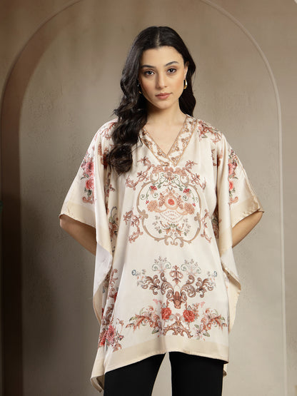 Gipsy Creme Placement Print Kaftan