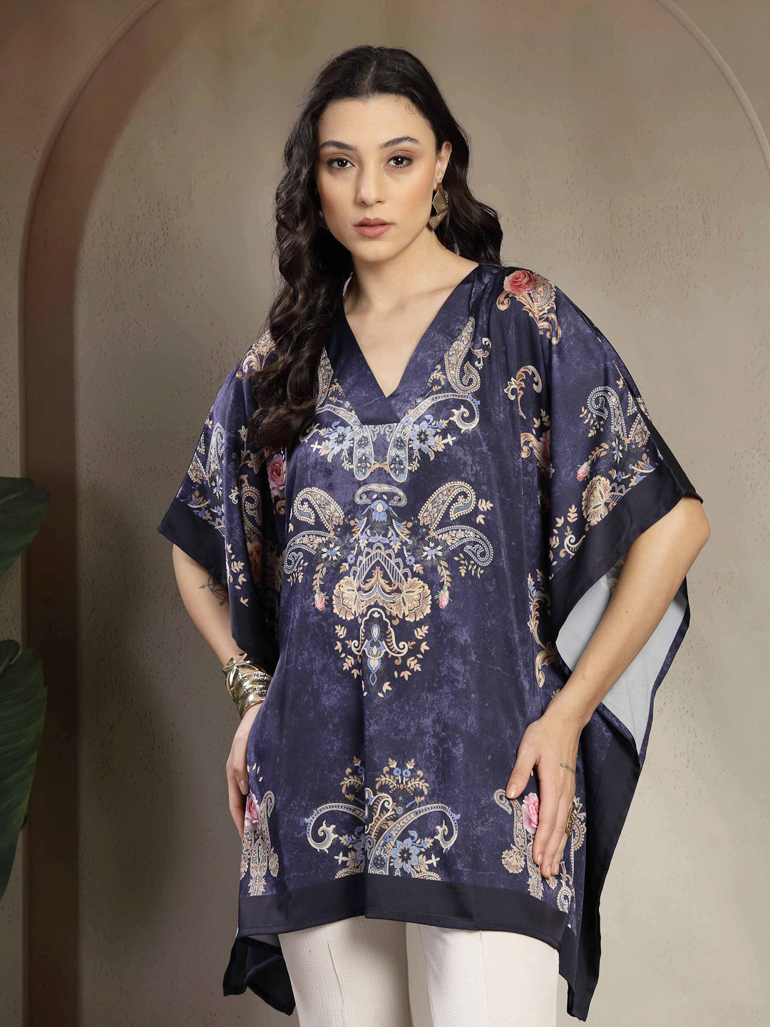 Gipsy Navy Placement Print Kaftan