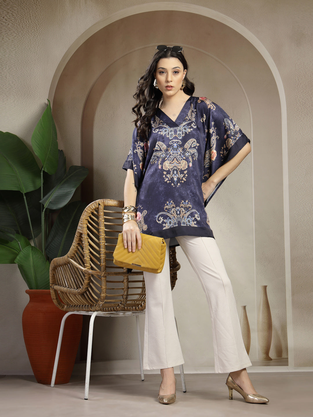 Gipsy Navy Placement Print Kaftan