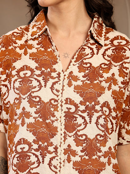 Gipsy Brown Printed Rayon Cord Set