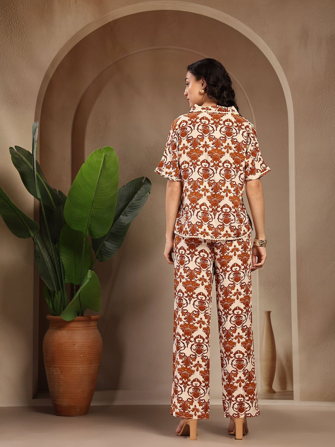 Gipsy Brown Printed Rayon Cord Set