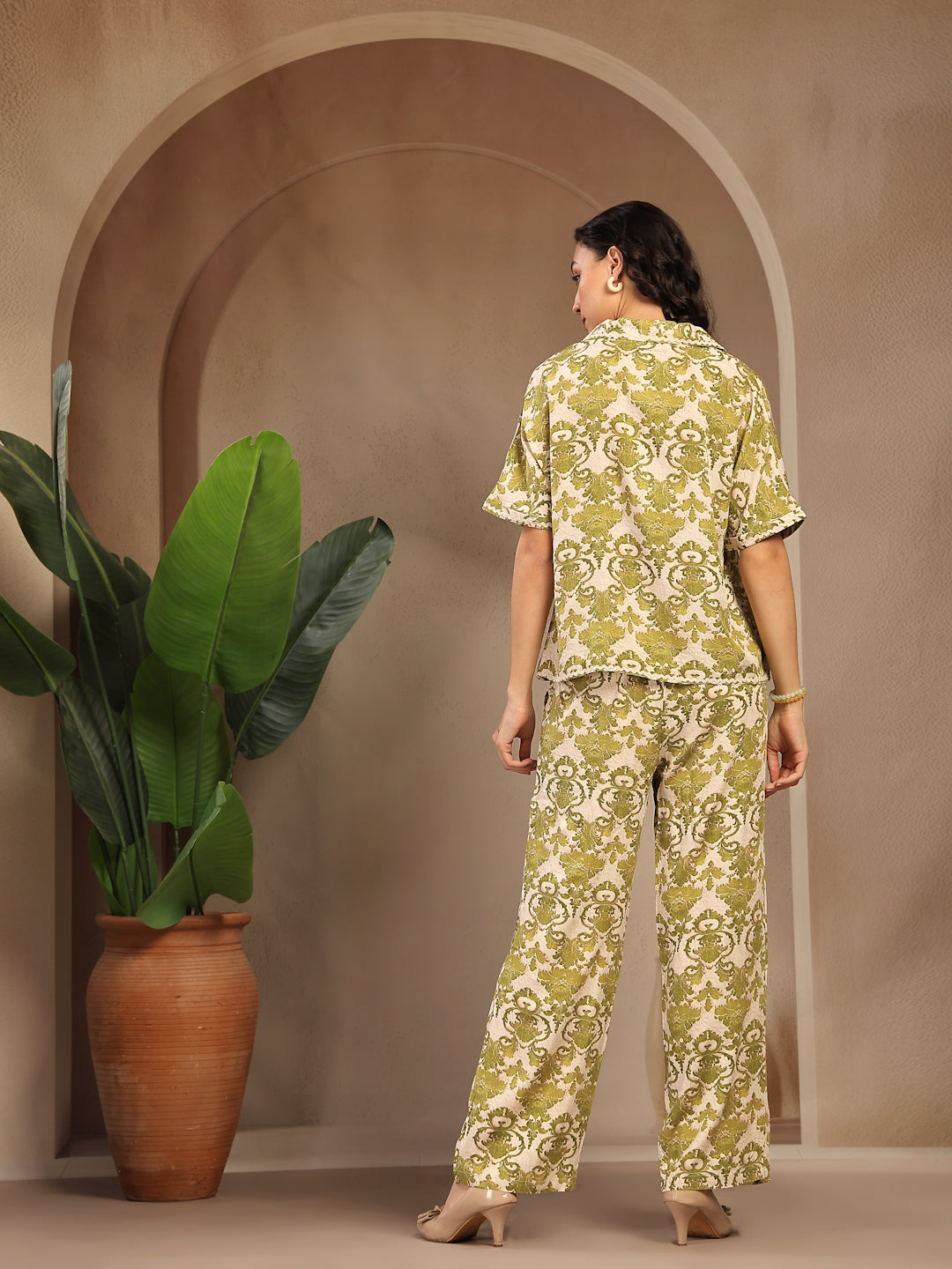 Gipsy Green Printed Rayon Cord Set