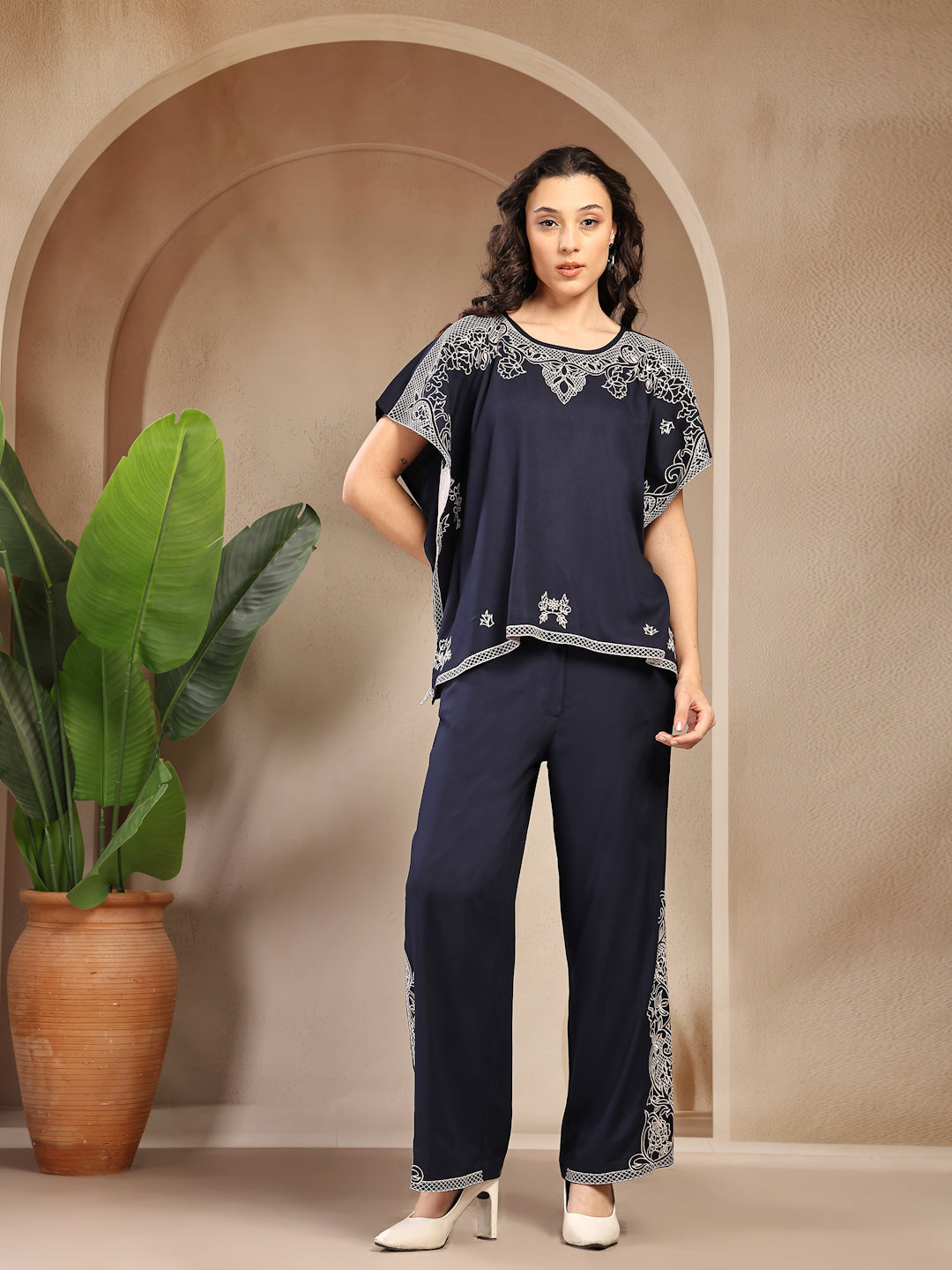 Gipsy Navy Solid Rayon Co-Ord Sets