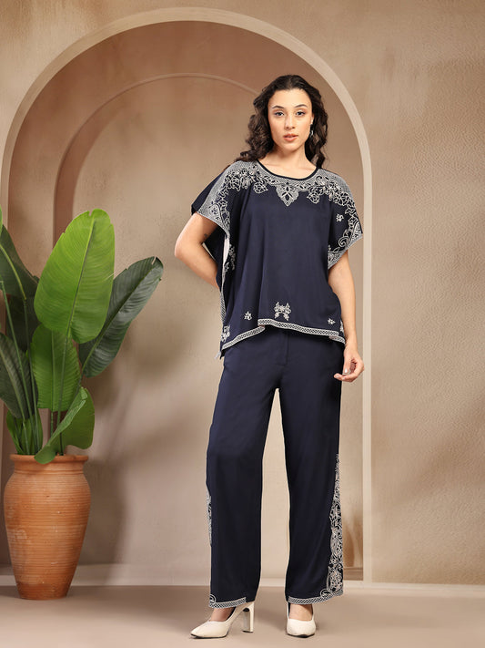 Gipsy Navy Solid Rayon Co-Ord Sets