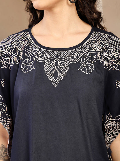 Gipsy Navy Solid Rayon Co-Ord Sets