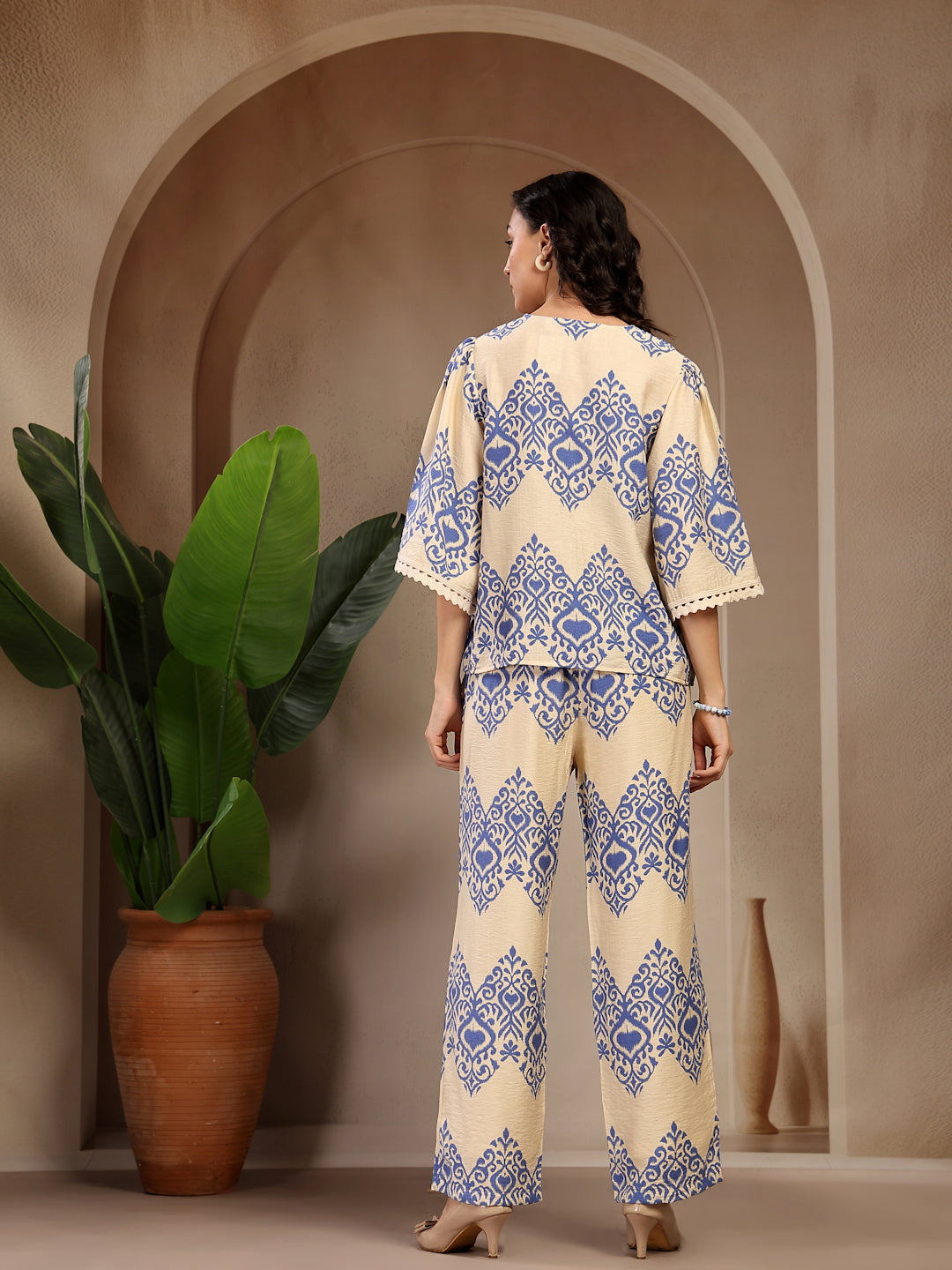 Gipsy Cobalt Blue Printed Rayon Cord Set