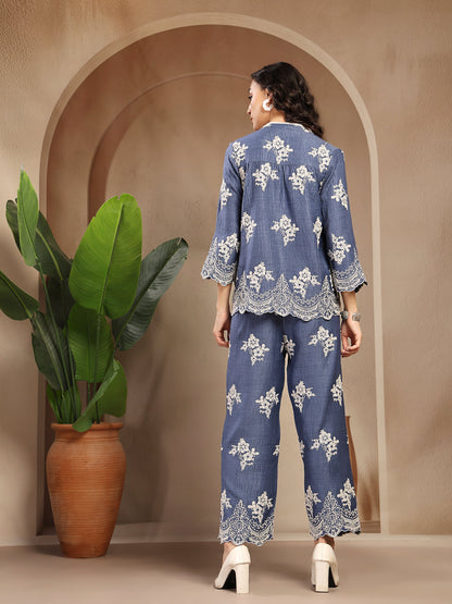 Gipsy Indigo Schiffli Cotton Cord Set
