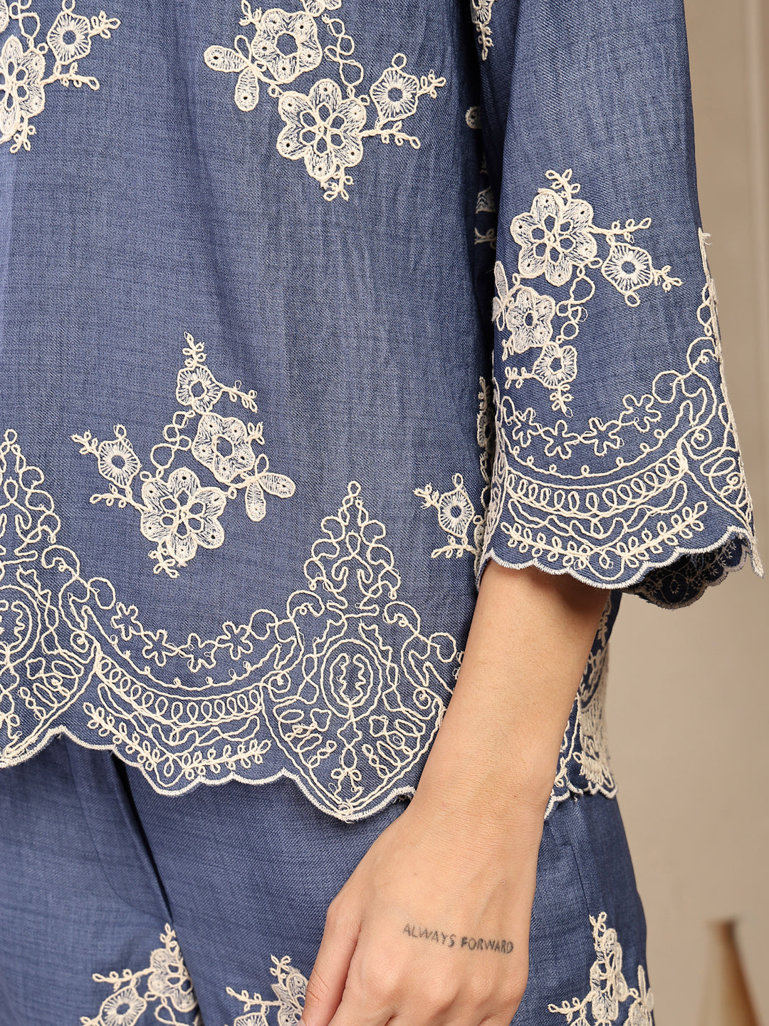 Gipsy Indigo Schiffli Cotton Cord Set