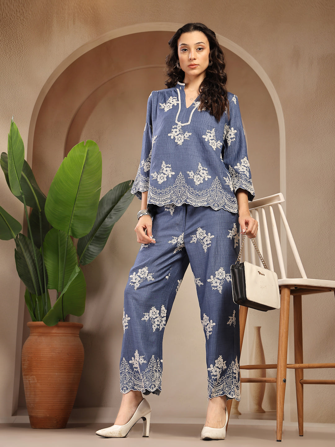 Gipsy Indigo Schiffli Cotton Cord Set